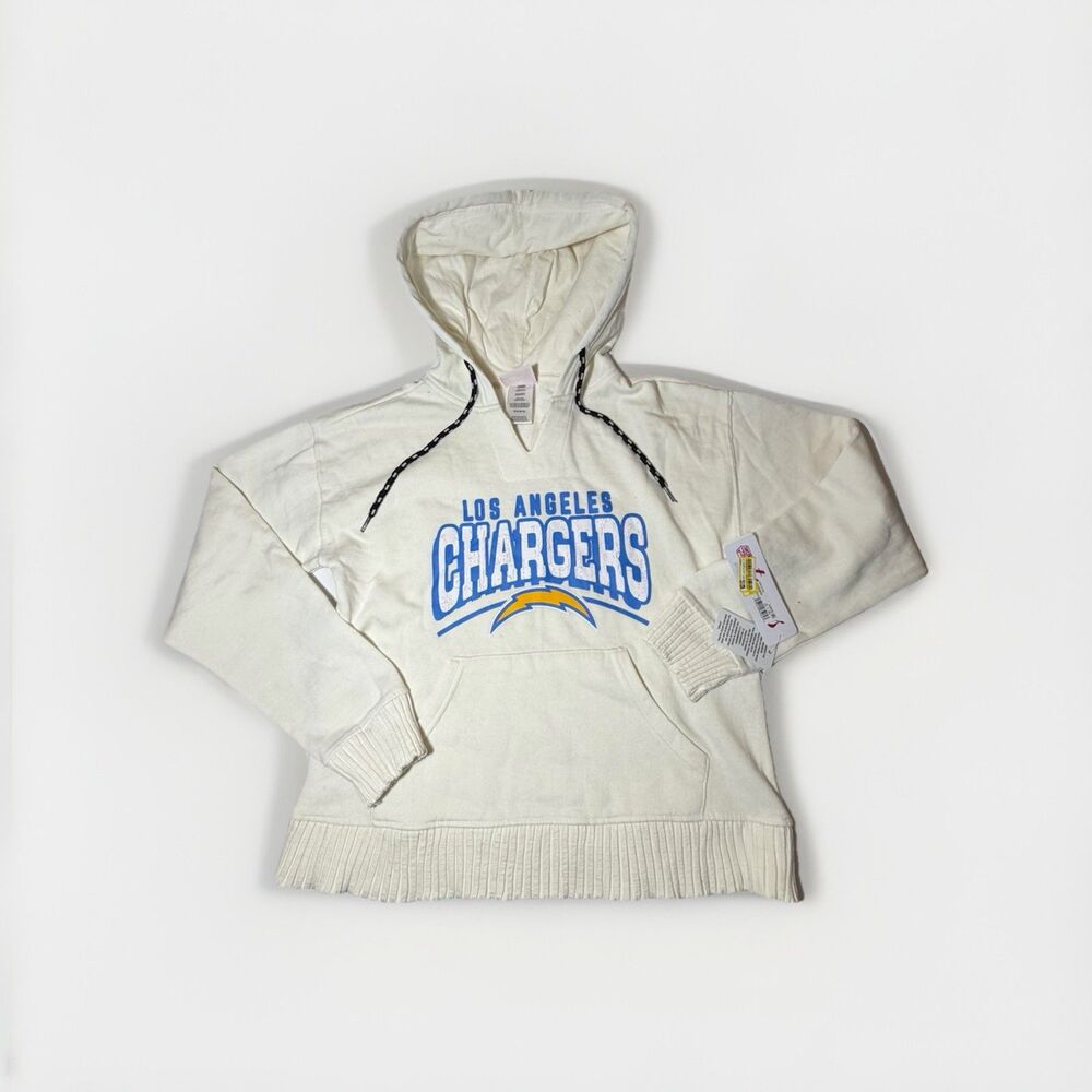 Los Angeles Chargers NFL Teens Hoodie Cream Pullover Sweatshirt Girls Medium NWT